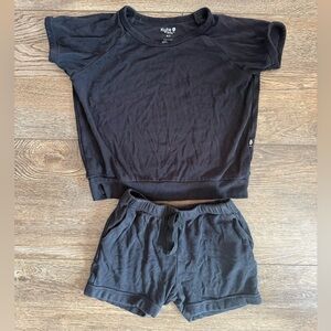 Kyte Baby Short Sleeve Bamboo Jersey Top & Shorts Set - Black 4T